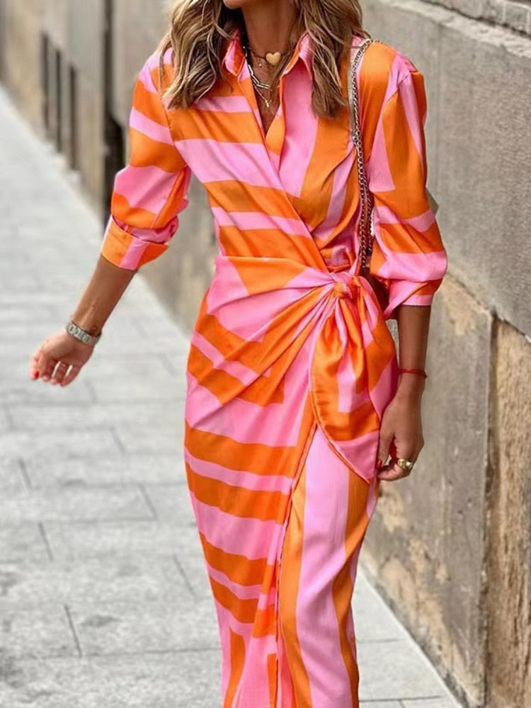 TANYA | Elegante abito estivo arancione-rosa per un'eleganza estiva senza sforzo