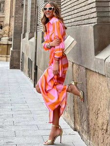 TANYA | Elegante abito estivo arancione-rosa per un'eleganza estiva senza sforzo